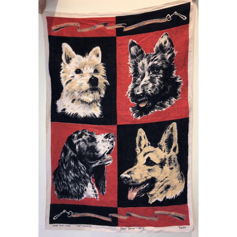 Vintage Ulster Pure Irish Linen "Dogs" Series No.2